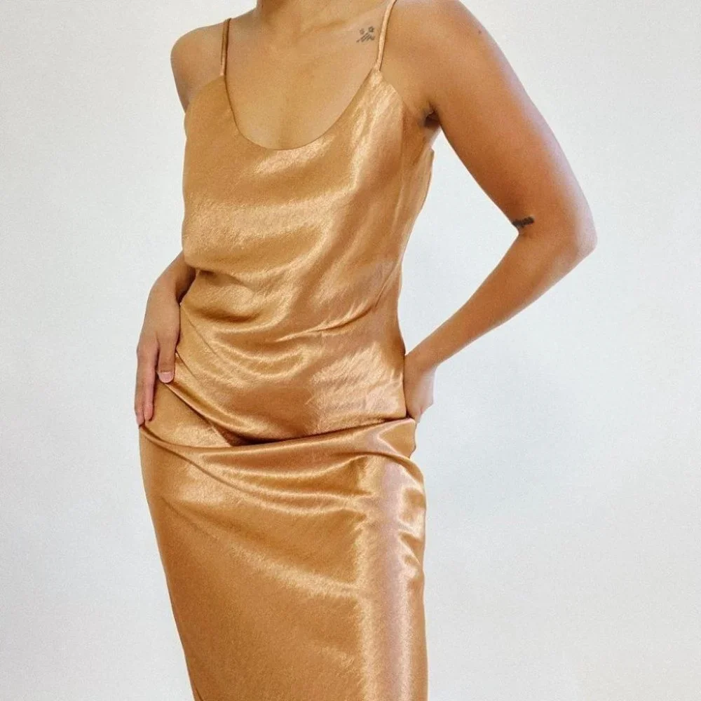 Touch Me Gently Cami Midi Dress (Brown Sugar) - Picture 3 of 10